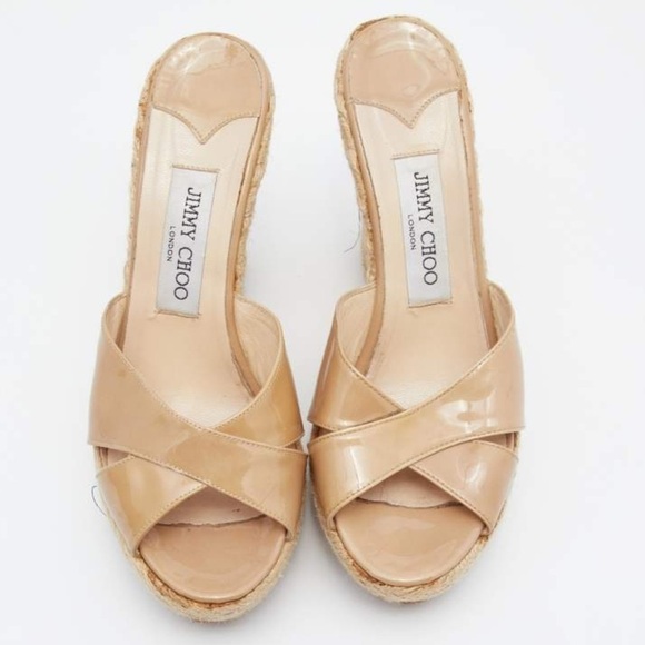 Jimmy Choo Nude Patent Leather Wedges Size EU 41 - Picture 1 of 16